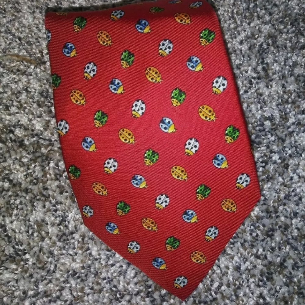 Salvatore Ferragamo Tie Ladybug Print Silk